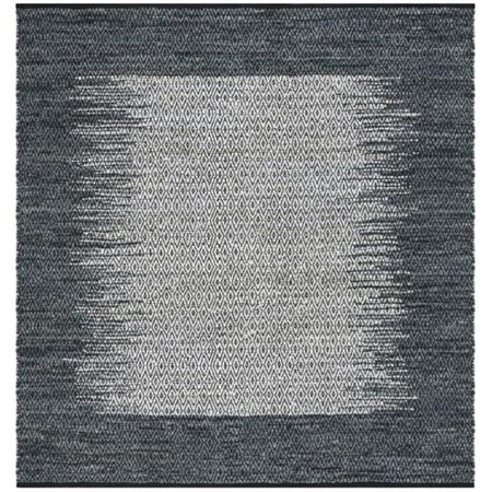 Flowers First 6 x 6 ft. Square Vintage Leather Hand Woven Area Rug, Light Grey & Charcoal FL1860226